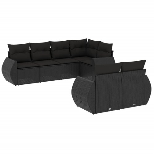 7-dijelni set vrtnih sofa od poliratana s jastucima crni Crna 70 x 62 x 69 cm Slike