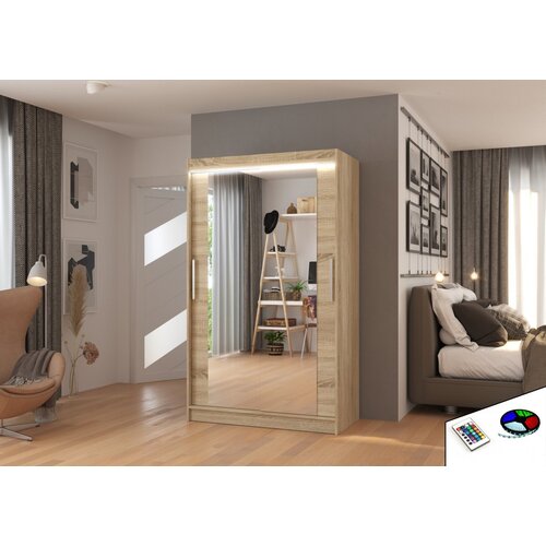 ADRK Klizni ormar s ogledalom TIBAGO, 120 cm - SONOMA-SONOMA HRAST Cene