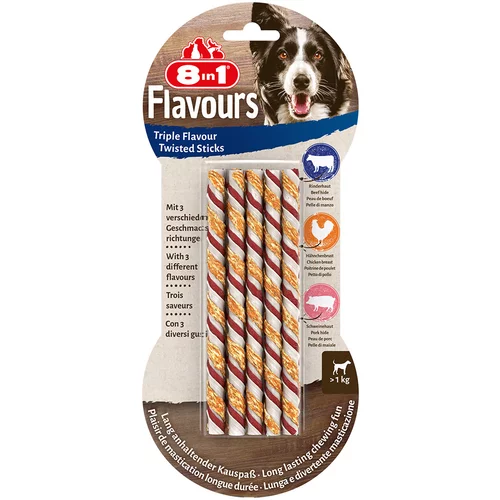 8in1 3 + 1 gratis! Triple Flavour priboljški za pse - žvečilne palčke 4 x 10 kosov