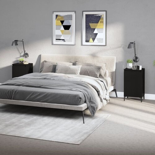  Noćni ormarići 2 kom crni 40 x 35 x 70 cm konstruirano drvo Cijene