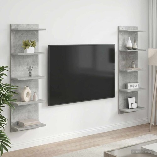  Polica na zidu 2 kom. Betonska siva 30 x 15 x 100 cm Cijene