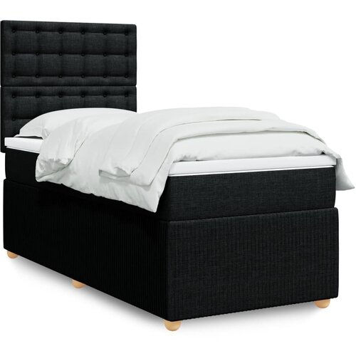 vidaXL Box spring postelja z vzmetnico črna 90x200 cm blago Cene