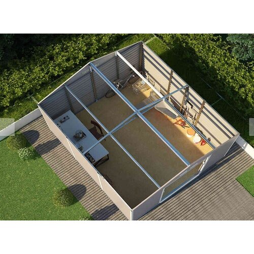 Termo vrtna kovinska hi&amp;scaron;ka-uta-lopa 12,9 m2 &amp;ndash; 3,4 m x 3,8 m - rjava Slike