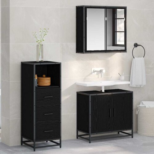 VidaXL Set namje&amp;scaron;taja za kupaonicu 3 pcs Crni hrast 65 x 33 x 60 cm Slike