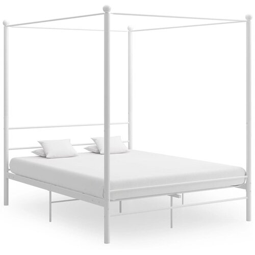  Za krevet s nadstre&scaron;nicom bijeli metalni 160 x 200 cm Cijene