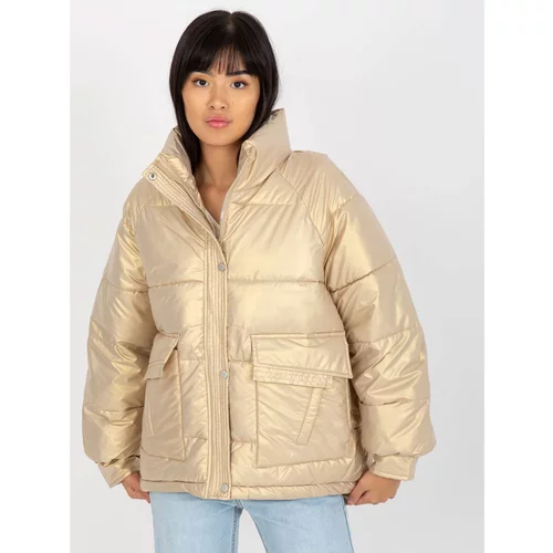 Fashion Hunters Gold down quilted jacket without a hood