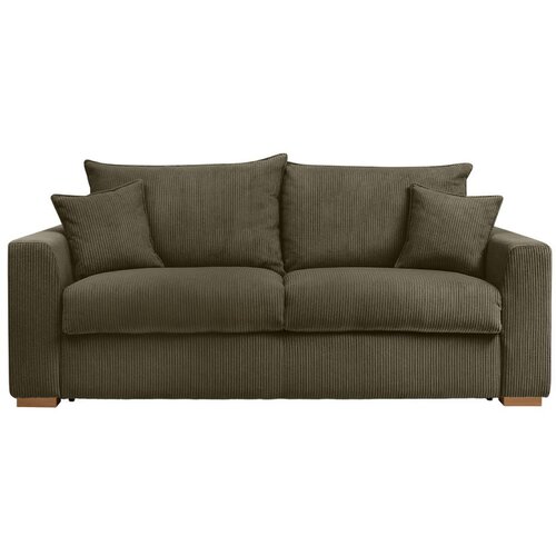 Bobochic Paris Zelena/smeđa sklopiva sofa od samta 225 cm Augustin &amp;ndash; Slike
