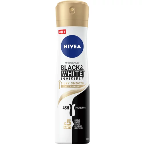 Nivea Black & White Invisible Silky Smooth 48h antiperspirant za občutljivo kožo po britju 150 ml za ženske