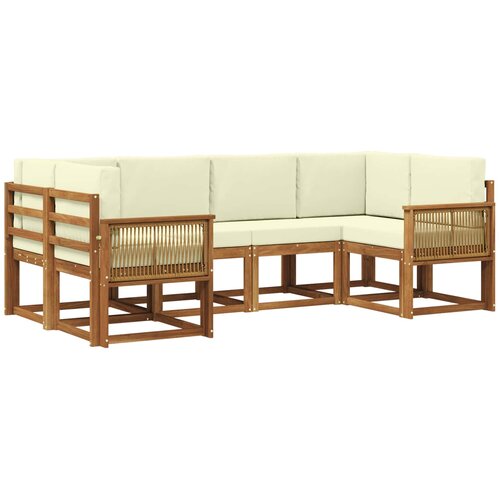 vidaXL Zunanja garnitura za sedenje z blazino 6 pcs Naravna in smetana, (5000281897) Cene