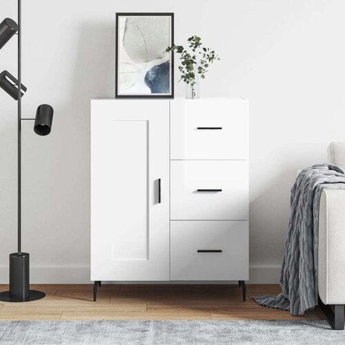  Komoda sjajna bijela 69 5x34x90 cm od konstruiranog drva Slike