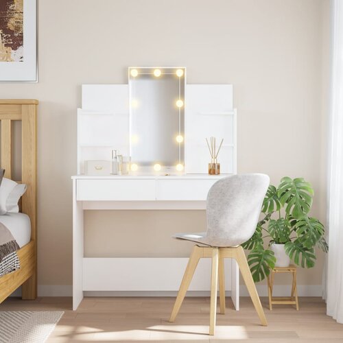  Toaletni stolić s LED svjetlima bijeli 96 x 40 x 142 cm Slike