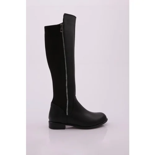 DGN 504 Women's Back Stretch Zip Up Knee High Flats Boots.