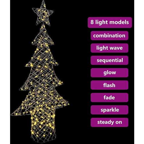 VidaXL Božićno drvce s 240 LED svjetlima Topla bijela 180 cm Ratan Slike