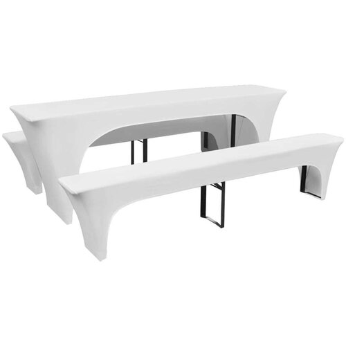 3 Rastezljive Navlake za Pivski Stol i Klupe Bijele 220 x 70 x 80 cm Slike