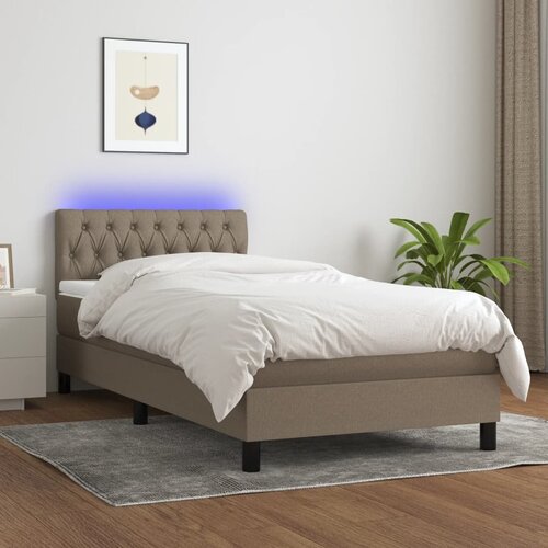  Krevet box spring s madracem LED smeđesivi 90x190 cm tkanina Cene