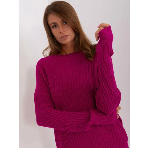 Fashion Hunters Purple classic sweater with a round neckline
