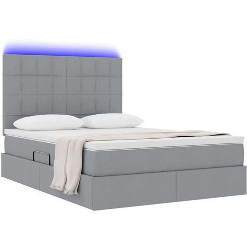  Krevet S LED lampica Svijetlo siva 140 x 190 cm tkanina Slike