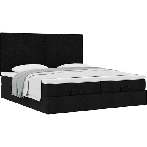 VidaXL Okvir kreveta s madracima crni 160x200cm od tkanine Slike
