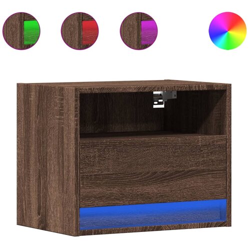 Maison Chic Stenski Dvo delni komplet Nočne omarice - Nočne mize z LED lučkami rjavi hrast, (21688664) Slike