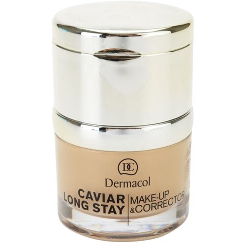 Dermacol Caviar Long Stay dolgoobstojni tekoči puder z izvlečki kaviarja in izpopolnjevalni korektor odtenek 1 Pale 30 ml Slike