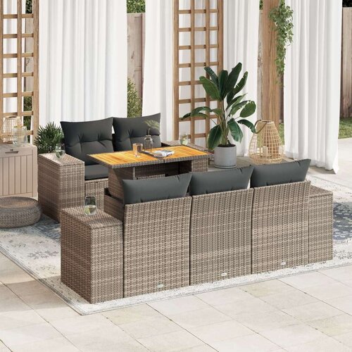 VidaXL 6-dijelni set vrtnih sofa od poliratana s jastucima sivi Slike