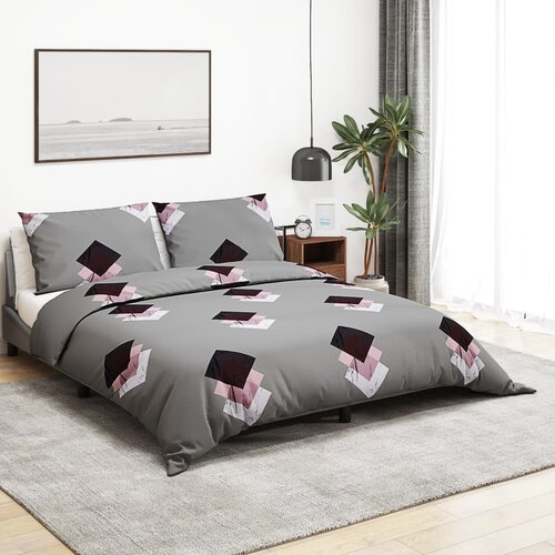  The Living Store Posteljnina siva 200x200 cm bombaž - Komplet Prevlek Za Odejo, (21493980) Slike