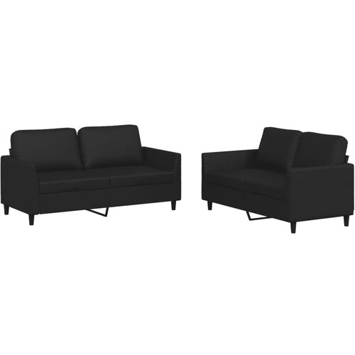 Maison Chic Sedežna garnitura - kavč 2-delna z blazinami črno umetno usnje, (21729378) Cene