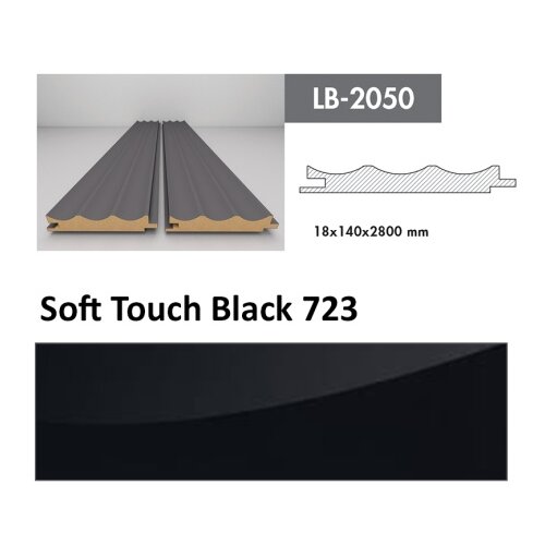 AGT profil Zidni MDF LB-2050 Soft Touch Black (723) 2800x140x18mm ( 026-051 ) Cene