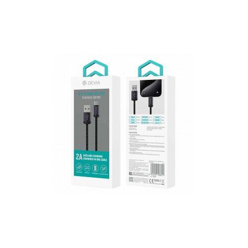 DEVIA kabl Gracious Series Usb Type-c 2A 1m Crni Cene