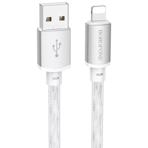 USB kabal BOROFONE BX95 Vivid silicone charging data cable 1m, 2,4A, iPhone/lightning silver Cene