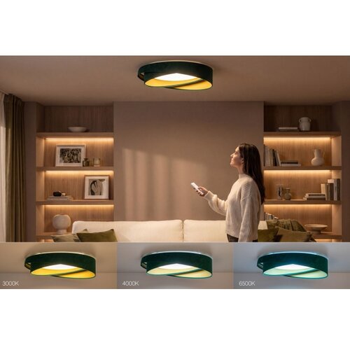  LED prigu&amp;scaron;iva plafonsko svetlo SM. GALAXY M. LED/24W/230V &amp;Oslash; 55 cm zelena/zlatna + daljinski upravljač Slike