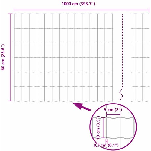 Euro ograda 0,6 x 10 m Željezo prekriveno PVC-om Siva Slike