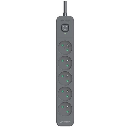 Tracer Produzni kabl 1.8m 5 uticnica sa prenaponskom zastitom i prekidacem grafit TRALIS47023 Slike
