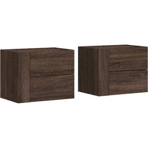 Maison Chic Stenski Dvo delni komplet Nočne omarice - Nočne mize rjav hrast 45x30x35 cm, (21687723) Slike