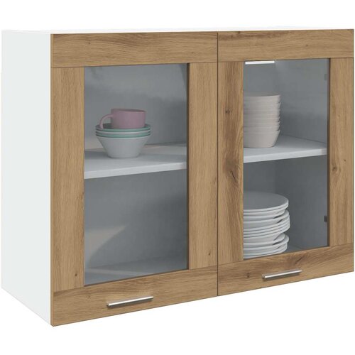vidaXL Viseći stakleni ormar Artisan hrast 80x31x60 cm izrađeno drvo Cijene