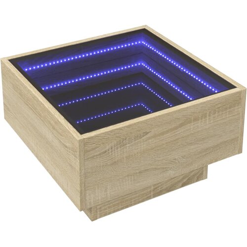  Stolić za kavu LED boja hrasta 50x50x30 cm konstruirano drvo Slike