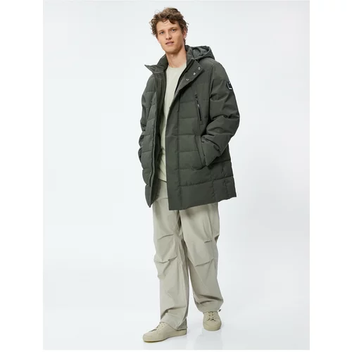 Koton Down Jacket Zipper Detachable Hooded Label Printed With Pocket