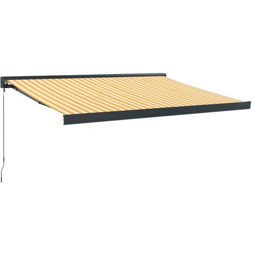 vidaXL Zložljiva tenda rumena in bela 3,5x2,5 m blago in aluminij, (20966317) Cene