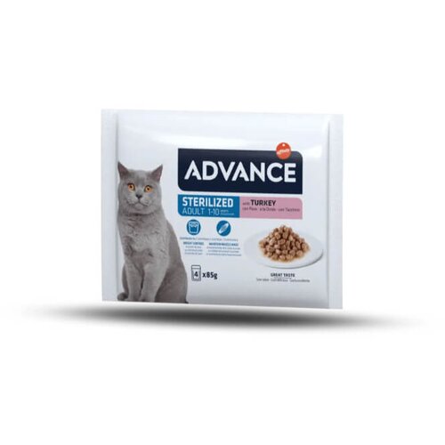 Advance Cat Adult Sterilized Multipack ko&scaron;čki v omaki, vrečka - puran - 4 x 85 g Cene