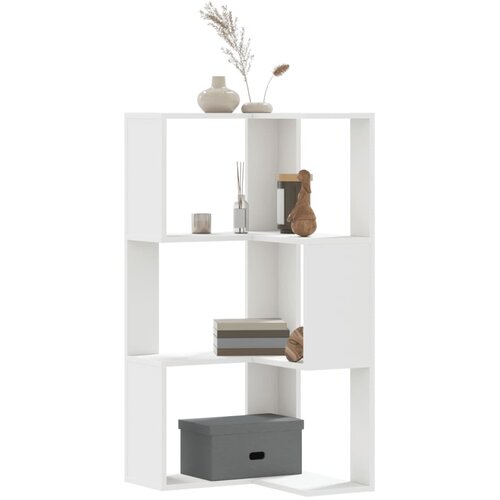  Kutni regal za knjige s 3 razine bijeli 50 x 50 x 102 cm drveni Cene