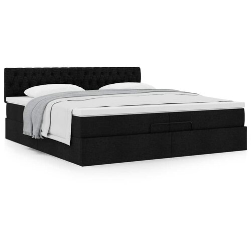 VidaXL Otomanski krevet s madracem crni 200x200 cm tkanine Slike