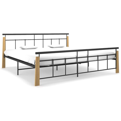 Furnova Posteljni okvir kovina in trdna hrastovina 200x200 cm, (21935099) Slike