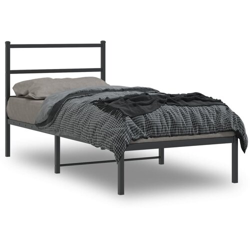 VidaXL Metalni okvir za krevet s uzglavljem crni 90x190 cm Slike