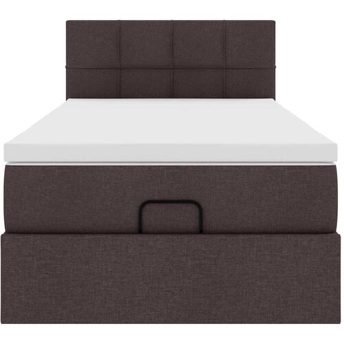  Otomanski krevet s madracem i LED tamnosmeđi 90x200 cm tkanine Slike