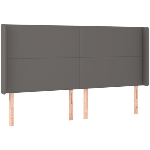 VidaXL Vzglavje z u&amp;scaron;esi sivo 183x16x118/128 cm umetno usnje, (20792605) Slike