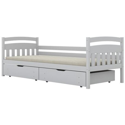  Drveni dječji krevet Tosia - bijeli - 200x90 cm - S 2 ladice Slike