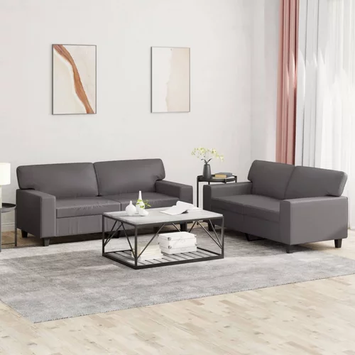  2-dijelni set sofa sivi od umjetne kože