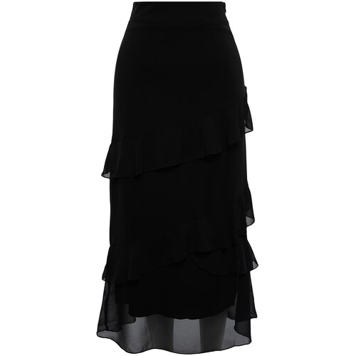 Trendyol Black Ruffle Knitted Skirt Cene