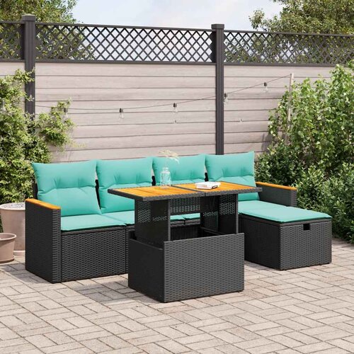  6-dijelni set vrtnih sofa s jastucima crni od poliratana bagrem Cene