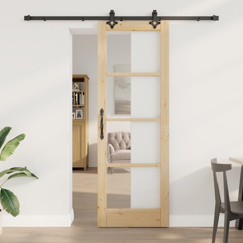 vidaXL Drsna vrata s kompletom 'ORKDAL'Trden les in steklo, Notranja vrata s steklom 'ORKDAL'73,5x211x4 cm Trden bor Cene